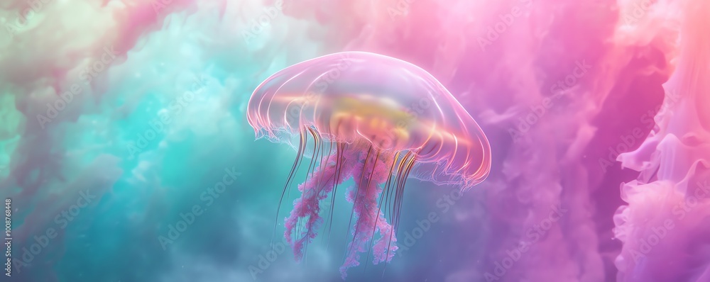 Jellyfish in colorful clouds Jellyfish in colorful clouds