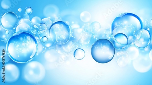 Wallpaper Mural Realistic illustration of a transparent liquid substance with air bubbles. Oil drops, collagen serum, hyaluron skin essence smear, aqua purity. Abstract background. Torontodigital.ca