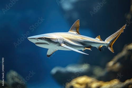 Shark Swimming in Blue Water