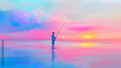 Graph illustration design featuring a silhouette of a man holding a fishing rod and line photo