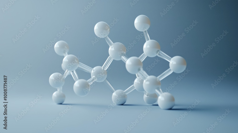 Obraz premium White Molecular Model on Blue Background