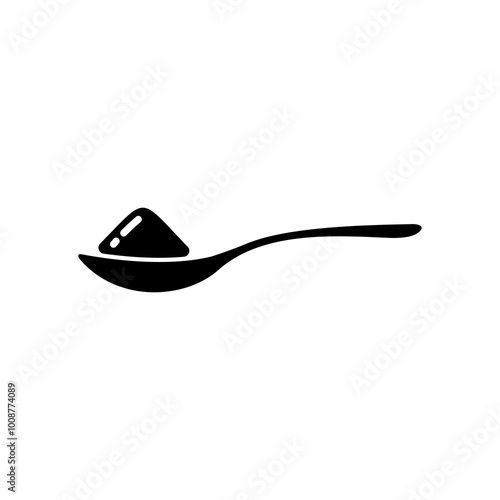 Spoon full with sugar, salt, flour icon vector illustration