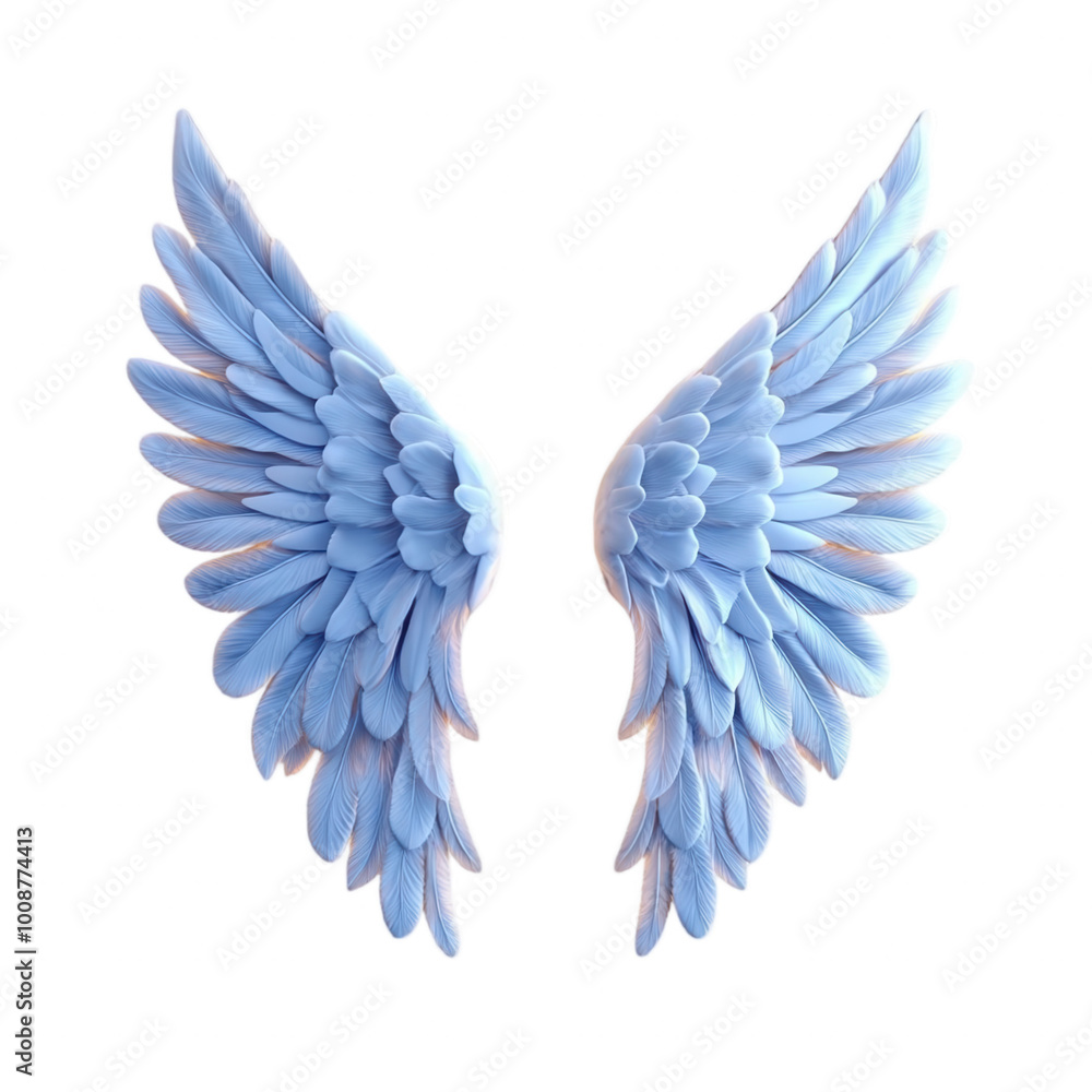 Fototapeta premium Ethereal Angel Wings on White Background