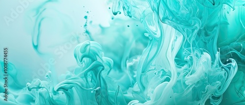 Abstract Turquoise Ink Swirls