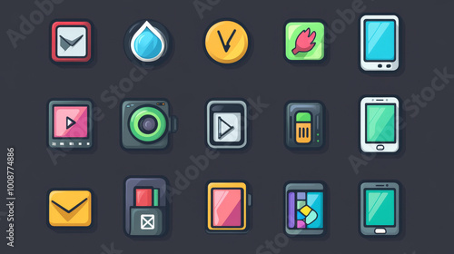 This set includes icons for websites and apps, designed for both computers and mobile devices. The icons are in a popular format called EPS 10.