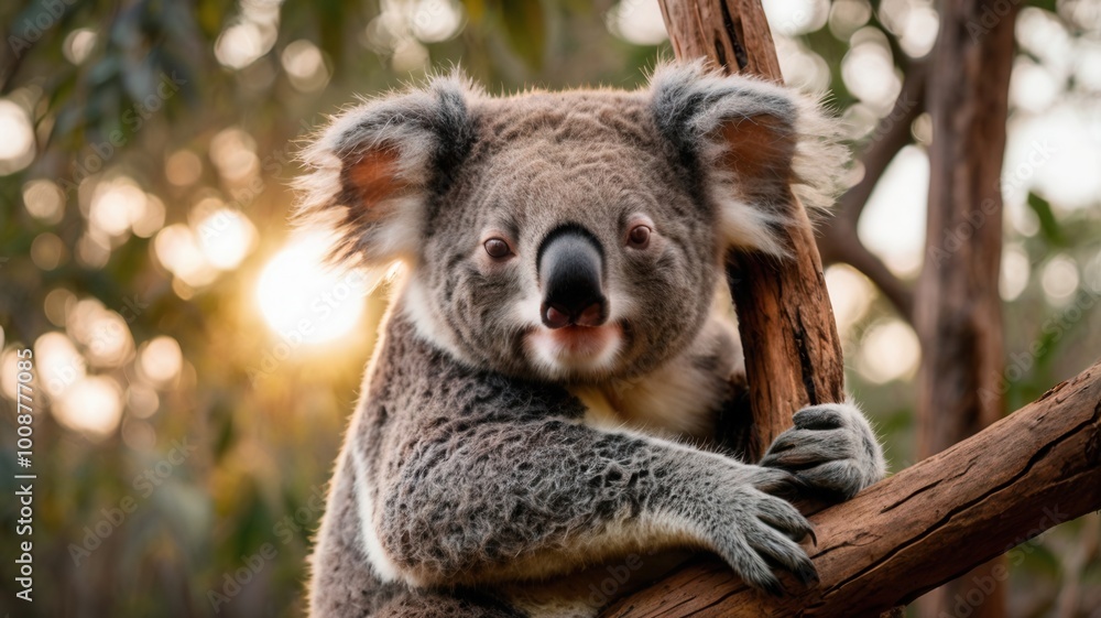 Obraz premium a koala bear hanging on the tree