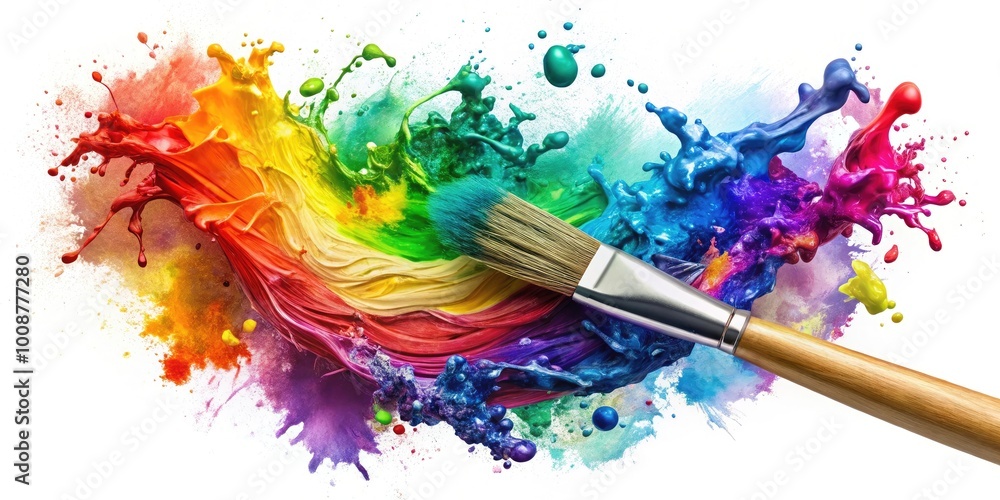 Obraz premium Vibrant Watercolor Paint Brush and Splash Effects for Creative Design Projects and Digital Artworks