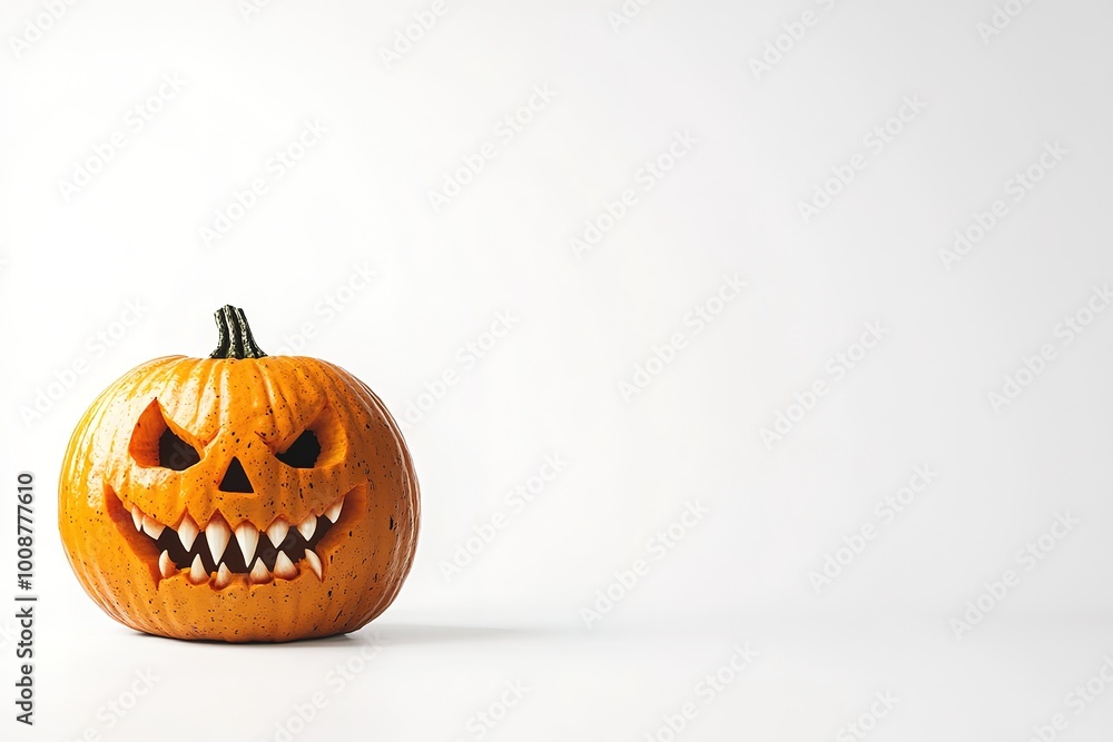 Jack-o'-lanterns orange halloween pumpkin head with the sharp teeth and scary facial expression, isolated over the white background
Jack-o'-lanterns orange halloween pumpkin head with the sharp teeth and scary facial expression, isolated over the white background