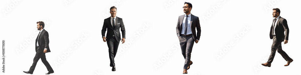 set of A professional businessman in a formal suit walking confidently to a meeting, businessman walking confidently on the way to a meeting, png file, clothes, on a transparent backgrounds set of A professional businessman in a formal suit walking confidently to a meeting, businessman walking confidently on the way to a meeting, png file, clothes, on a transparent backgrounds