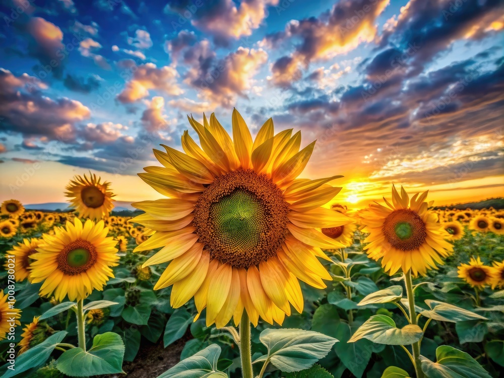 Fototapeta premium Vibrant Watercolor Painting of Sunflowers in Bloom, Showcasing Nature's Beauty and Colorful Palette