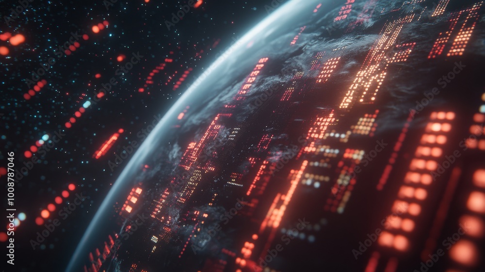 Fototapeta premium A 3D hologram of the Earth as a digital user interface background. Worldwide business data infographics.