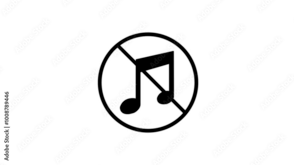 Music ban symbol. Music banned, no music allowed sign on green screen background animation prohibiting sign Music ban symbol. Music banned, no music allowed sign on green screen background animation prohibiting sign