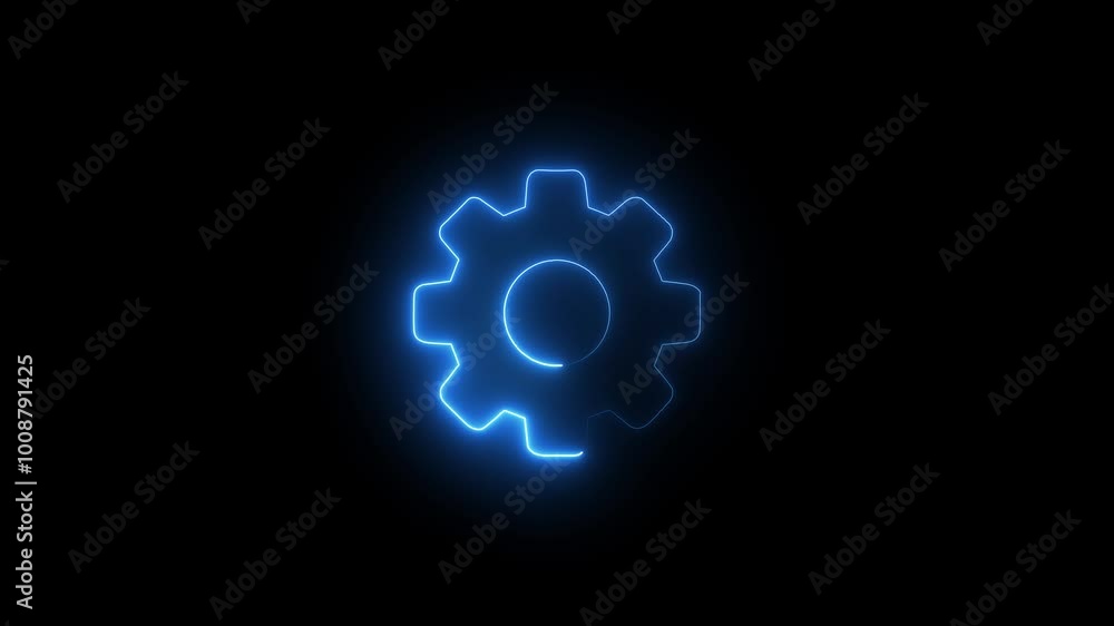 neon line gear and networking system. Neon line Setting gear circle icon glowing neon red and blue color animation black background. neon line gear and networking system. Neon line Setting gear circle icon glowing neon red and blue color animation black background.