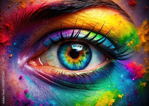 Vivid Color Wheel Eye Design Showcasing a Spectrum of Colors and Artistic Creativity in Vision