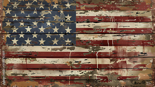 American betsy ross flag on a brick wall vector image photo