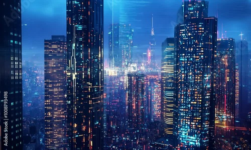 Wallpaper Mural city skyline at night Torontodigital.ca