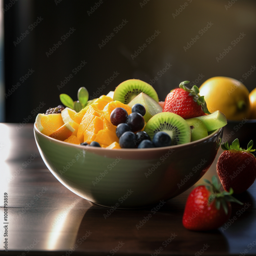 a bowl of fruit and a bowl of strawberries a bowl of fruit and a bowl of strawberries