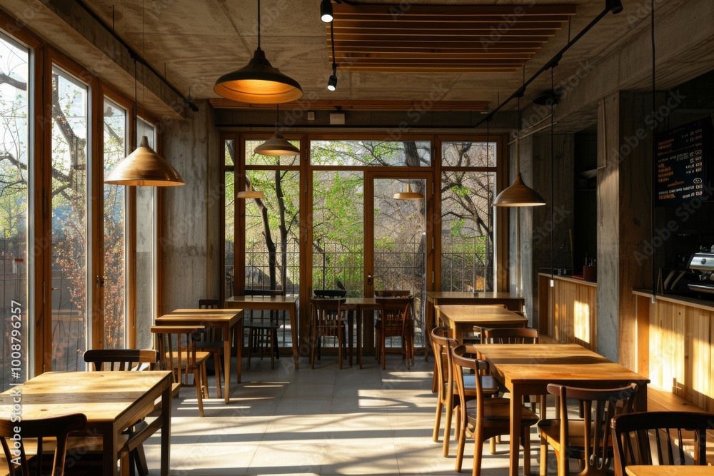 Fototapeta premium Interior of a modern empty cafe