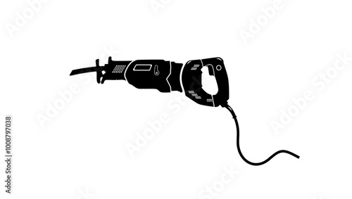 Electric Sabre saw, Black Isolated Silhouette