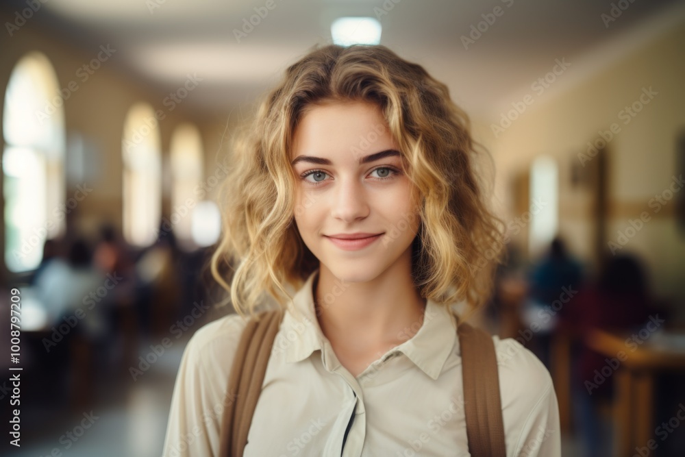 Smiling portrait of a young female college student Smiling portrait of a young female college student
