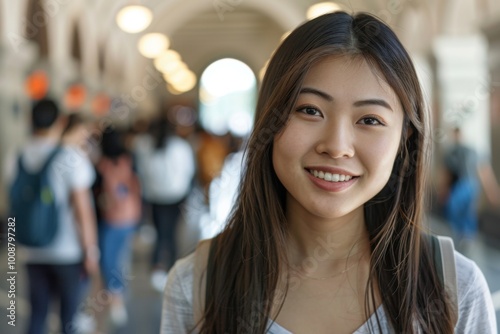 Smiling portrait of a young female college student