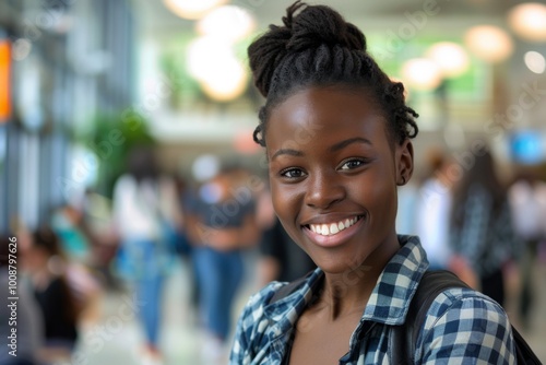 Smiling portrait of a young female college student