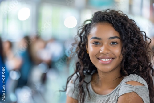 Smiling portrait of a young female college student