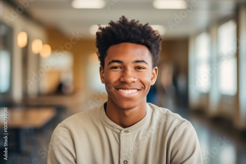 Smiling portrait of a young male African American student