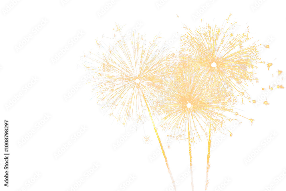 Fototapeta premium Gold fireworks on black background with copyspace