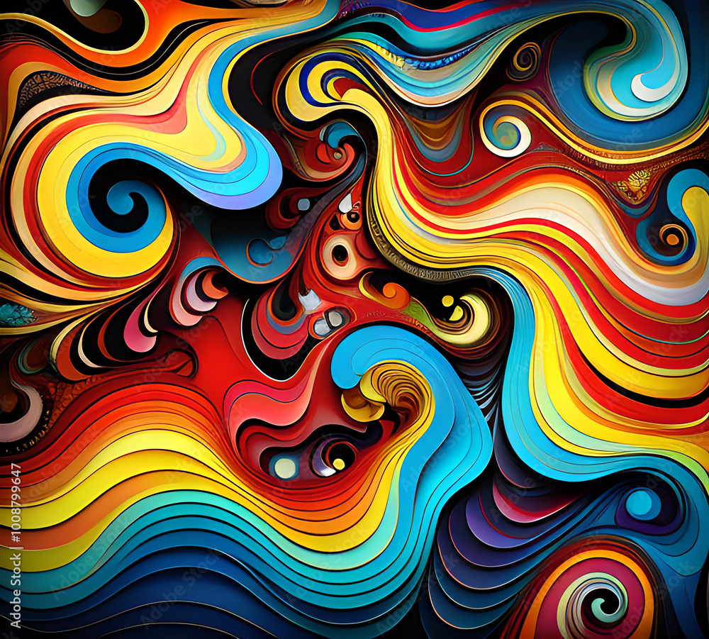 Bright waves illustration art colorful new style 2024.generative ai Bright waves illustration art colorful new style 2024.generative ai