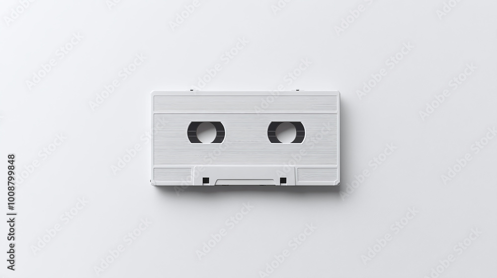 Close-up of white cassette tape isolated on white background Close-up of white cassette tape isolated on white background