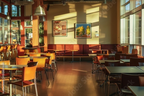 Interior of a modern empty cafe