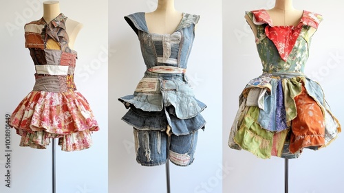Three dresses made from old clothes