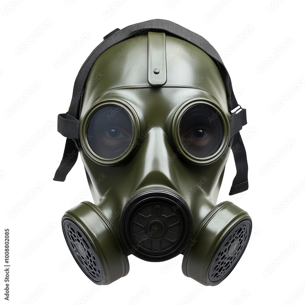 Military-style Gas Mask on Transparent Background Military-style Gas Mask on Transparent Background