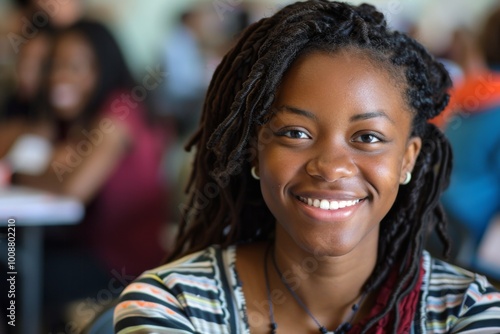 Smiling portrait of a young female college student