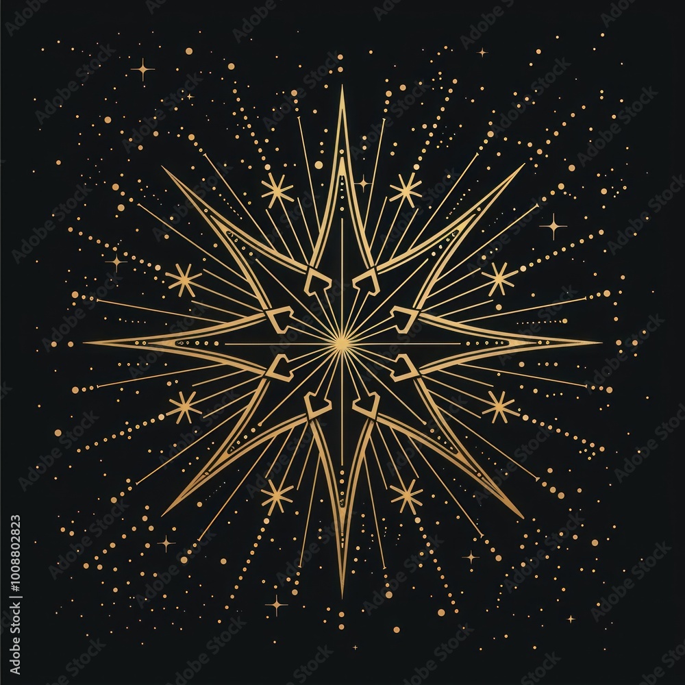 Obraz premium Surreal aesthetic Star logo chandelier fireworks outdoors.