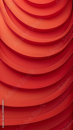 An abstract design featuring layered, wavy patterns in various shades of red. The smooth curves create a sense of depth and movement, ideal for backgrounds or artistic projects.