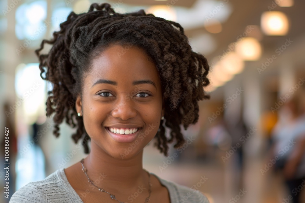 Smiling portrait of a young female college student Smiling portrait of a young female college student