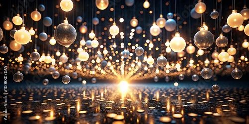 A symphony of shimmering orbs illuminated by warm, incandescent lights, creating a mesmerizing and captivating spectacle.