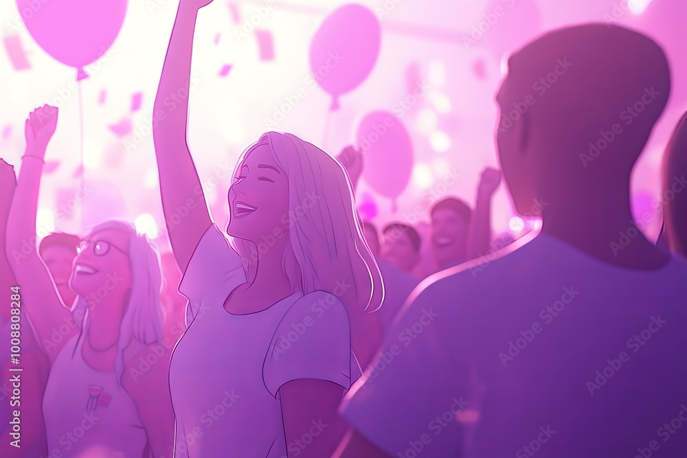 This stock illustration depicts happy people having a good time at a party. This stock illustration depicts happy people having a good time at a party.