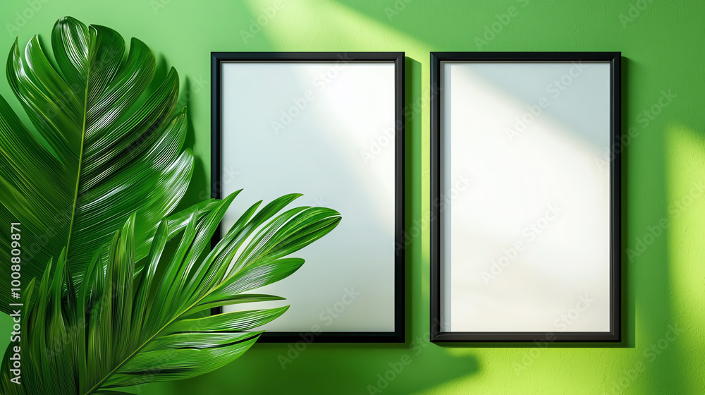 Sleek, stylish office interior with a mockup frame on the wall, modern minimalist decor, professional workspace ambiance Sleek, stylish office interior with a mockup frame on the wall, modern minimalist decor, professional workspace ambiance
