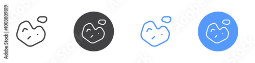 Asteroid icon Thin outline art symbol