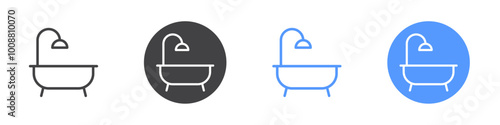 Bathtub icon Thin outline art symbol