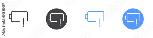 Battery low icon Thin outline art symbol