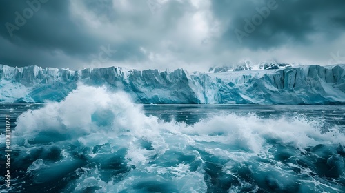 Wallpaper Mural Dramatic Melting Glacier Rushing into Turbulent Ocean Powerful Global Warming Concept Torontodigital.ca