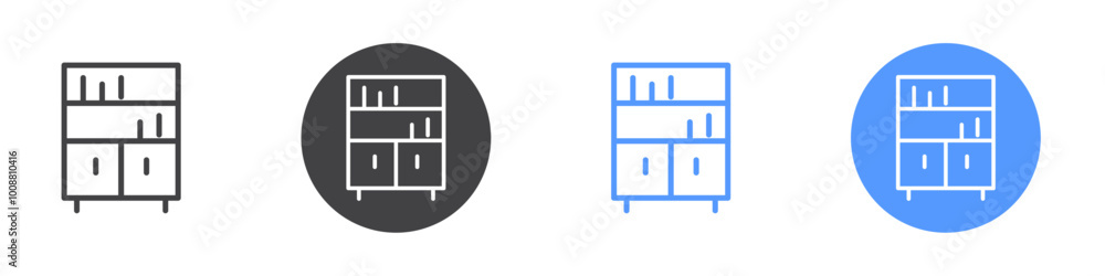 Bookshelf icon Thin outline art symbol Bookshelf icon Thin outline art symbol