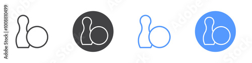 Bowling icon Thin outline art symbol