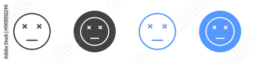 Cross eyes icon Thin outline art symbol