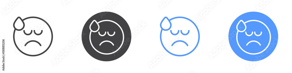 Disapointed emoji icon Thin outline art symbol