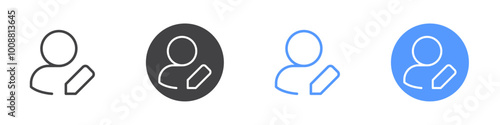 Edit user icon Thin outline art symbol